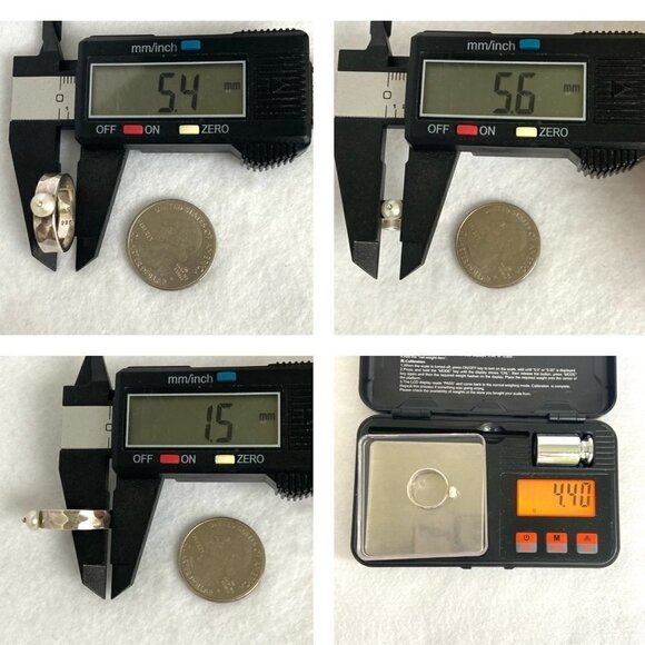 Sterling Silver 925 GA 5MM Hammered Genuine White Pearl Band Ring Sz 6.5 - Picture 10 of 16